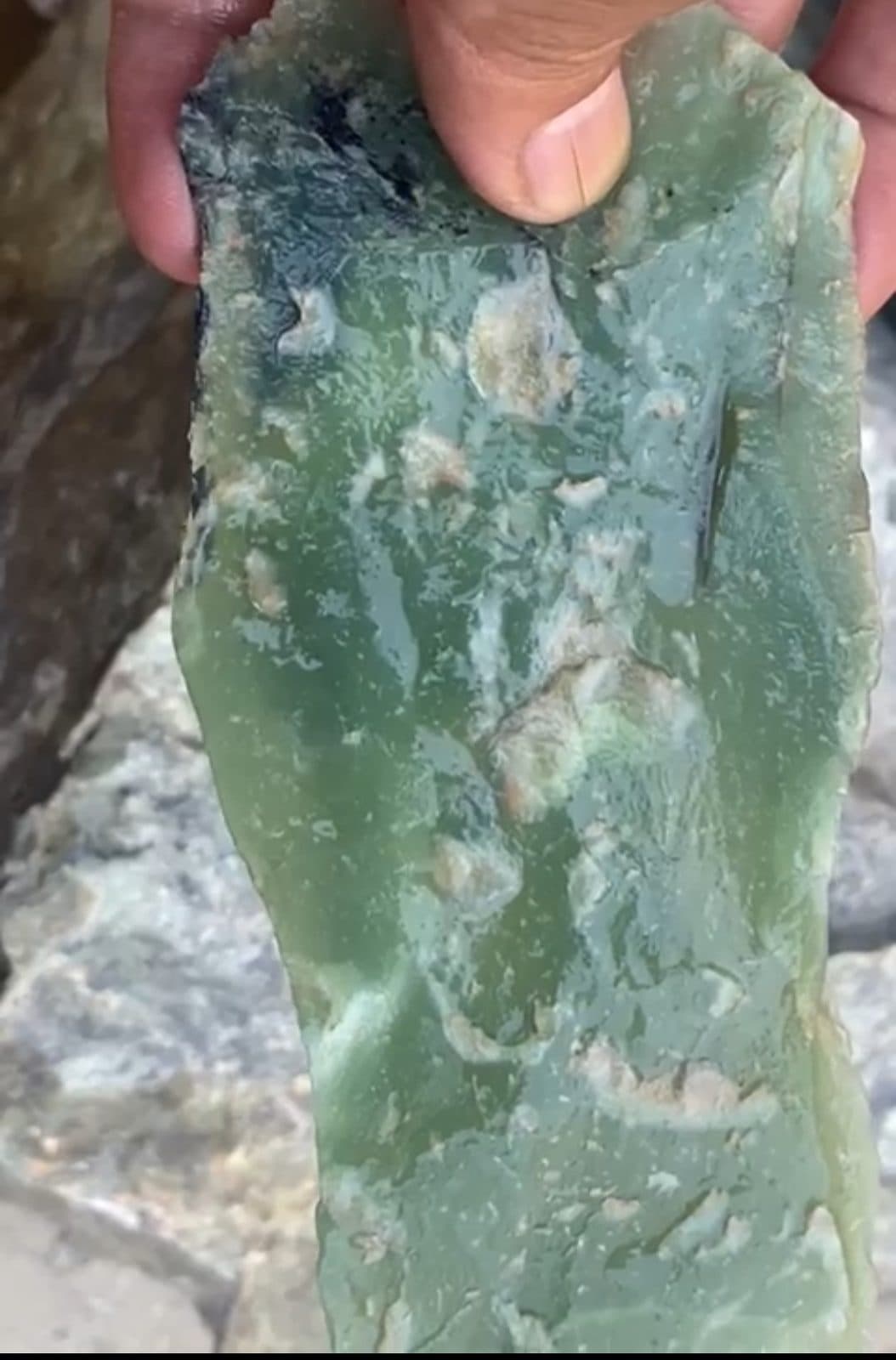 Green Nephrite Slab, Close View - Hilal Abad
